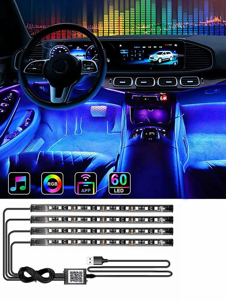 Decorative Lamp |   LED Foot Light RGB Atmosphere Lamp Remote Music Control Car Interior Light Strip Car Lights Decorative Lamp