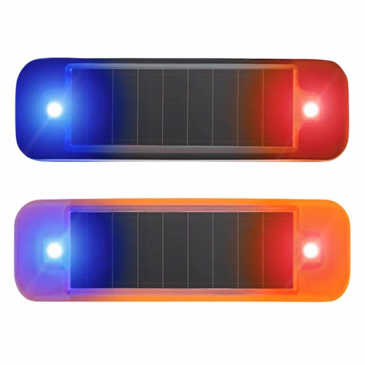 Emergency & Signal Lamp |   Solar Power Mini LED Car Warning Light Red-Blue Strobing Strobe Dummy Alarm Lamp Car Lights Black/Orange