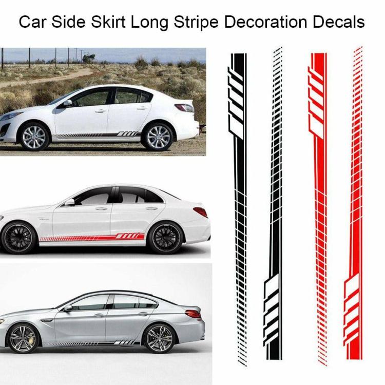 External Decoration |   2pcs Car Auto Body Stickers Long Stripe Side Skirt Decoration Vinyl Decals Exterior Accessories Black