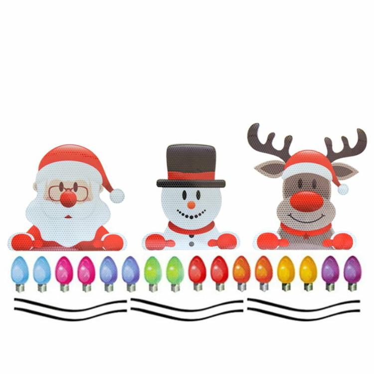 External Decoration |   Christmas Decoration Car Sticker Light Bulb Refrigerator Magnets Xmas Home Decor Exterior Accessories External Decoration