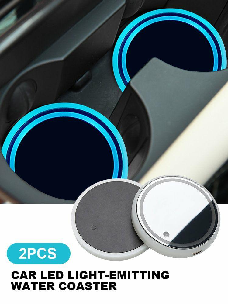 Interior Decoration |   2pcs LED Car Coasterss 68mm Atmosphere Light Cup Mat for Car Interior Decoration Interior Accessories Interior Decoration