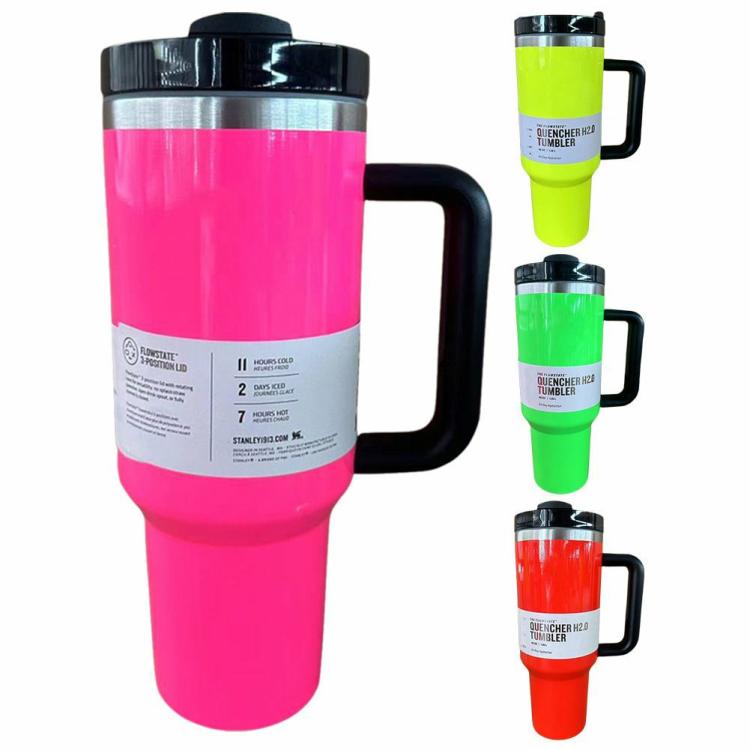 Interior Decoration |   304 Stainless Steel Coffee Hot Cup 40oz Vacuum Insulated Car Mug for Sports Tour Interior Accessories Green/Yellow/Pink/Orange