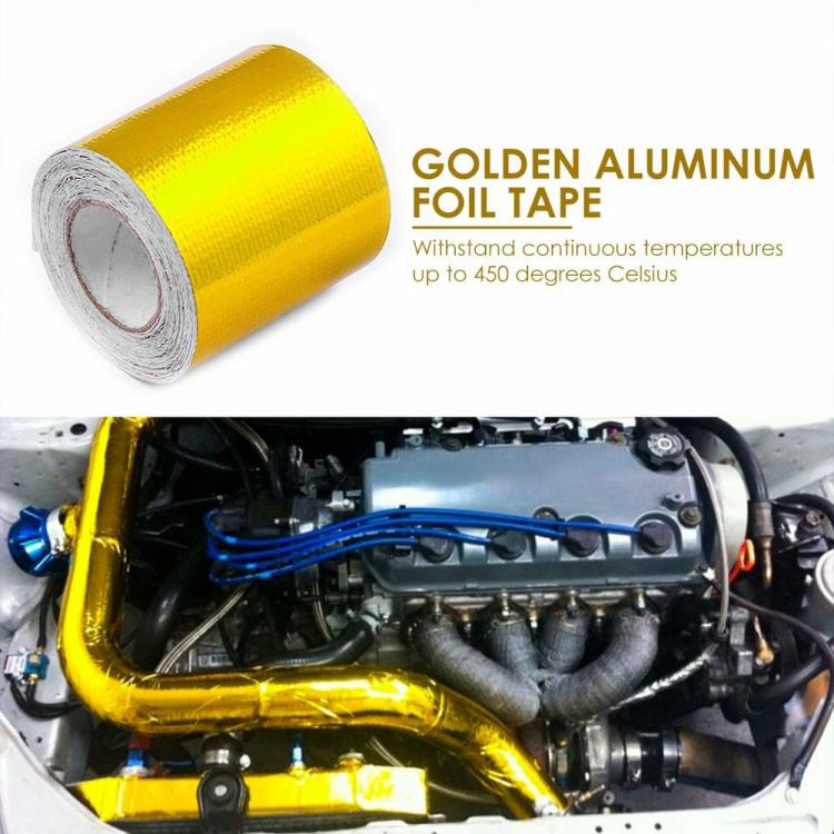 Interior Decoration |   33ft x 2 inch Gold Exhaust Air Intake Heat Shield Wrap Heat Barrier Tape Interior Accessories Interior Decoration