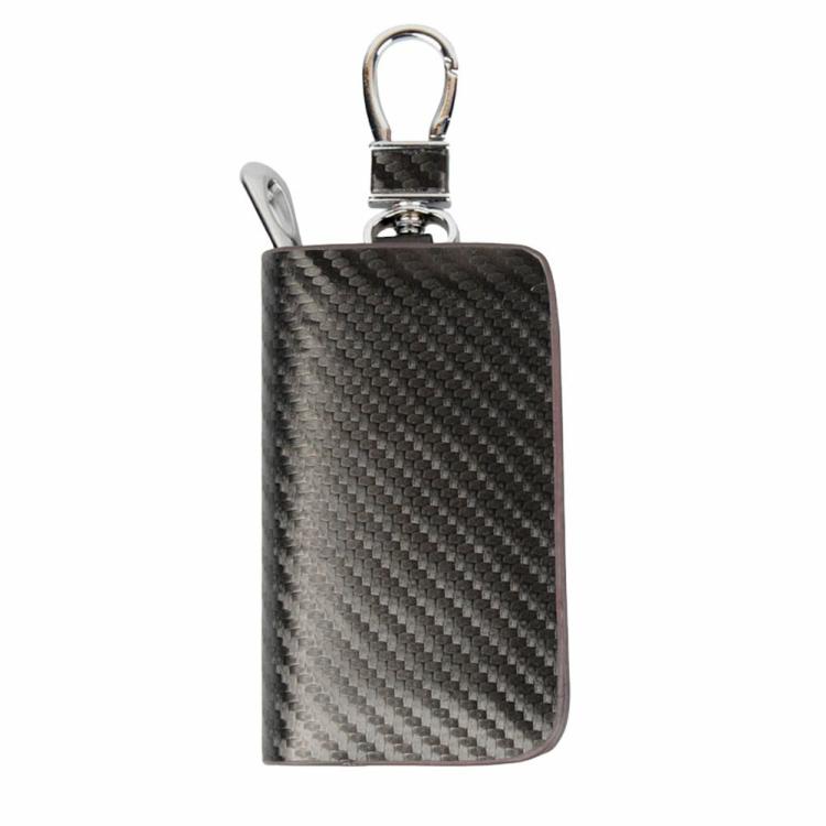 Interior Decoration |   Car Key Case Carbon Fiber Car Key Chain Wallet Large Capacity Keyring Zipper Bag Interior Accessories Black