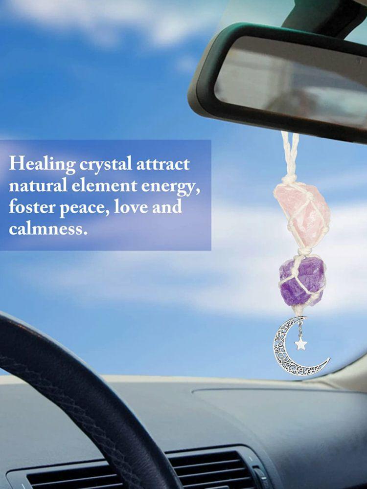 Interior Decoration |   Charm Natural Gemstone Amethyst Amethyst Rose Quartz Pendant Pink Car Decoration Interior Accessories Interior Decoration