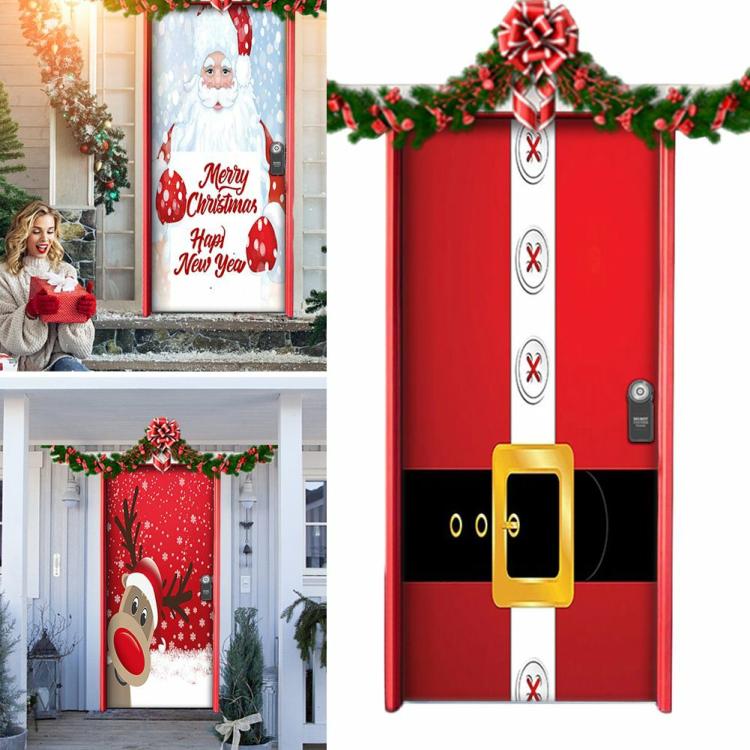 Interior Decoration |   Christmas Elves Door Cover Christmas Hanging Flag Banner for Party House Door Interior Accessories Interior Decoration