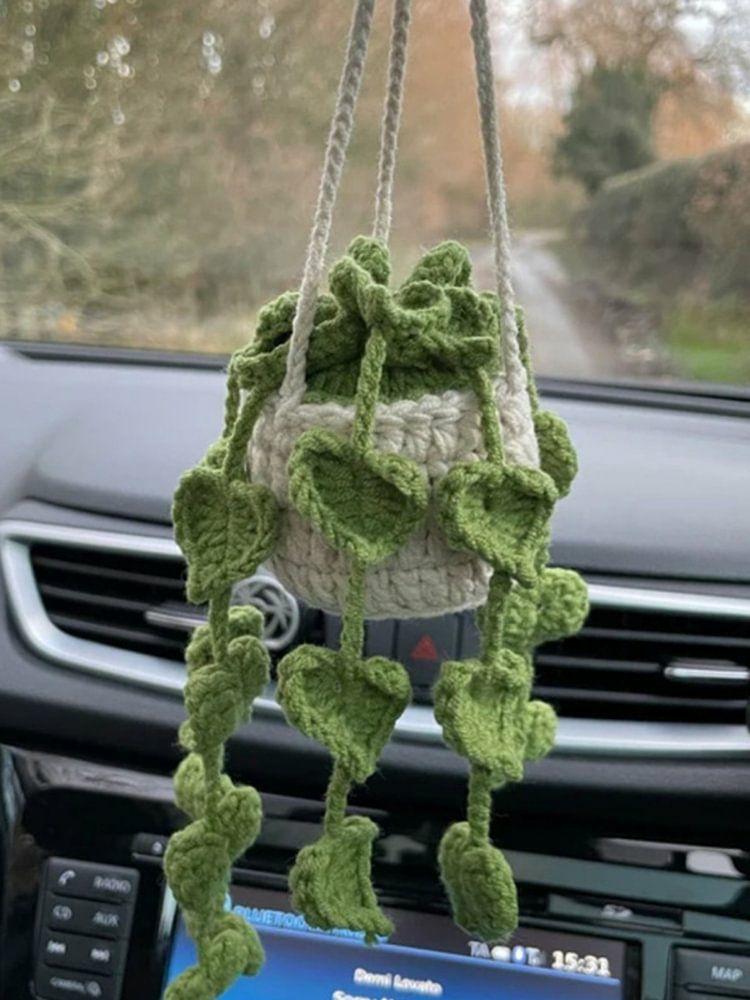 Interior Decoration |   Hanging Basket Car Ornaments Wool Rearview Mirror Potted Plant Pendant Decor Interior Accessories Interior Decoration