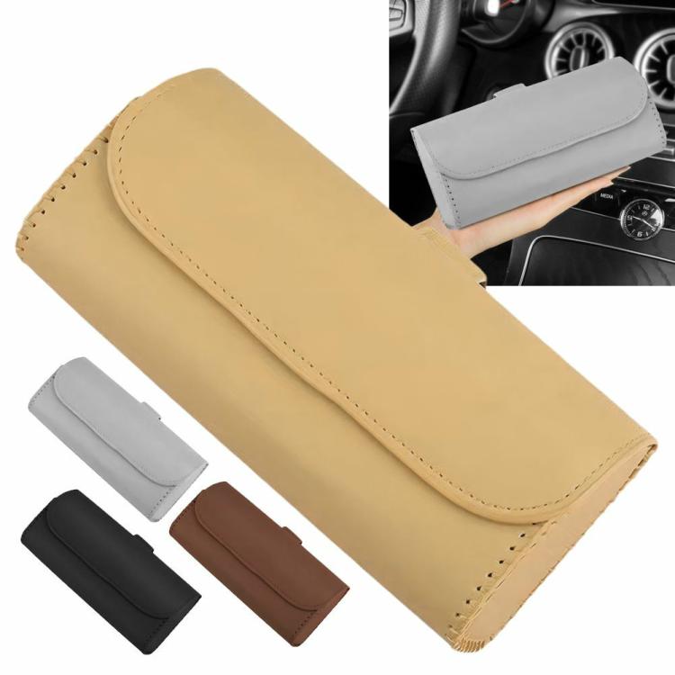 Internal Storage |   Car Glasses Case PU Leather Car Sun Visor Sunglasses Case Clip Eyeglasses Holder Interior Accessories Black/Grey/Beige