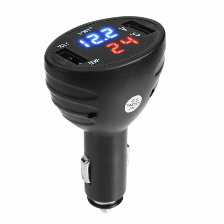 Modification & Refitting |   3 in1 Car Cigarette 12V Dual USB Charger LED Thermometer Voltmeter Interior Accessories Modification & Refitting