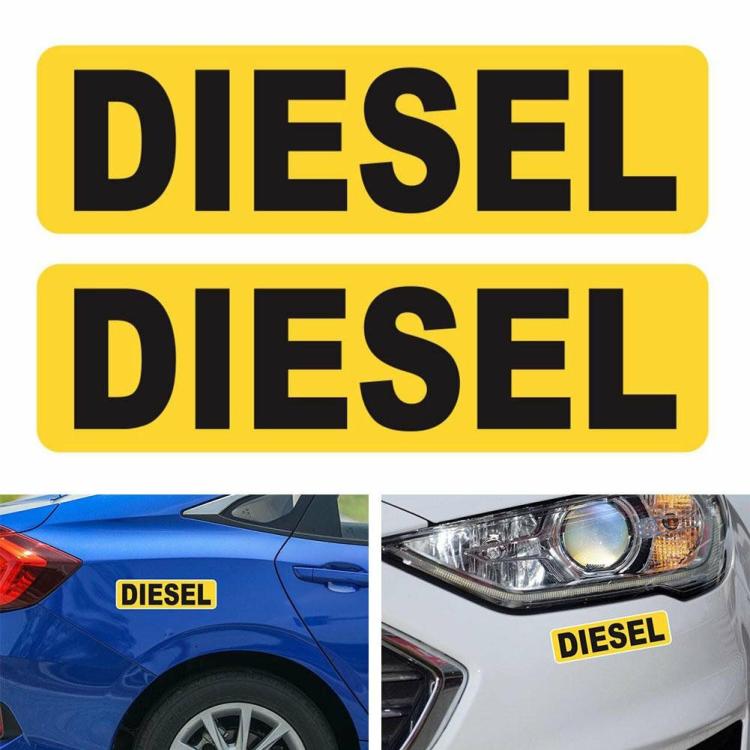 Modified & Maintenance |   2pcs Reminder DIESEL FUEL Only Funny Retro Reflective Car Stickers Decals Exterior Accessories Gold