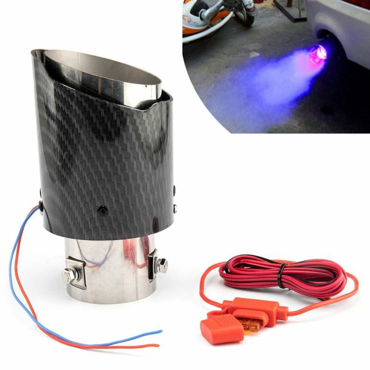 Modified & Maintenance |   LED Carbon Fiber Muffler Silencer Luminous Car Exhaust Tail Throat Pipe Tip Exterior Accessories Blue/Red