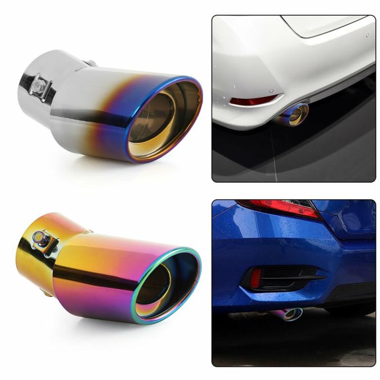 Other Accessories |   Burnt Color Bent Stainless Steel Car Auto Exhaust Tip Muffler Silencer Exterior Accessories Blue/Multicolored