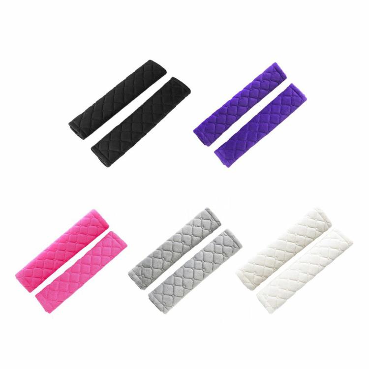 Others Accessories |   2pcs Car Seat Belt Cover Plush Safety Belt Pad Auto Safety Cushion Covers Decor Interior Accessories Black/Purple/Rose Red/Grey