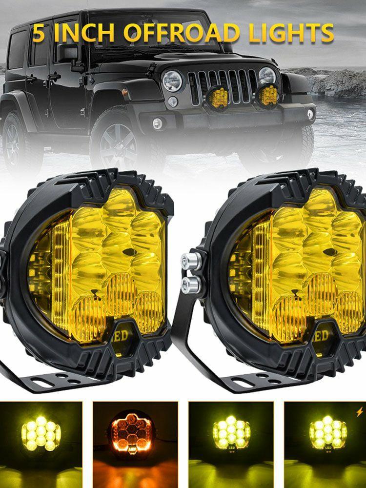 Work & Reading Light |   5in Car Flash Light Dustproof Car LED Light Hollow Out Design for Truck Motorcar Car Lights White/Yellow