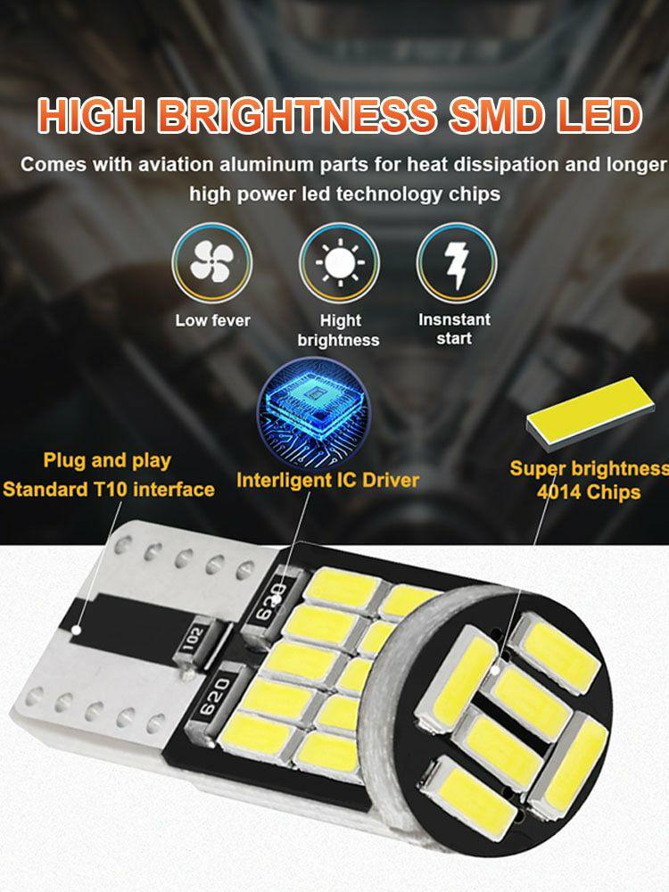 Work & Reading Light |   T10 W5W Car Door Side Light 26 SMD 4014 Instrument Lights Bulb 12V for Cars Auto Car Lights Work & Reading Light