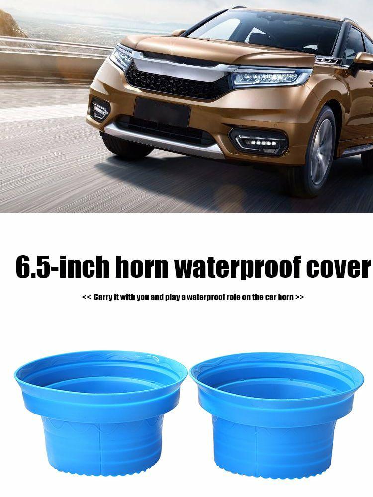 Modification & Refitting |   2pcs 6.5in Waterproof Car Speaker Covers Soft Silicone Foldable Horn Spacer Interior Accessories Black/Blue