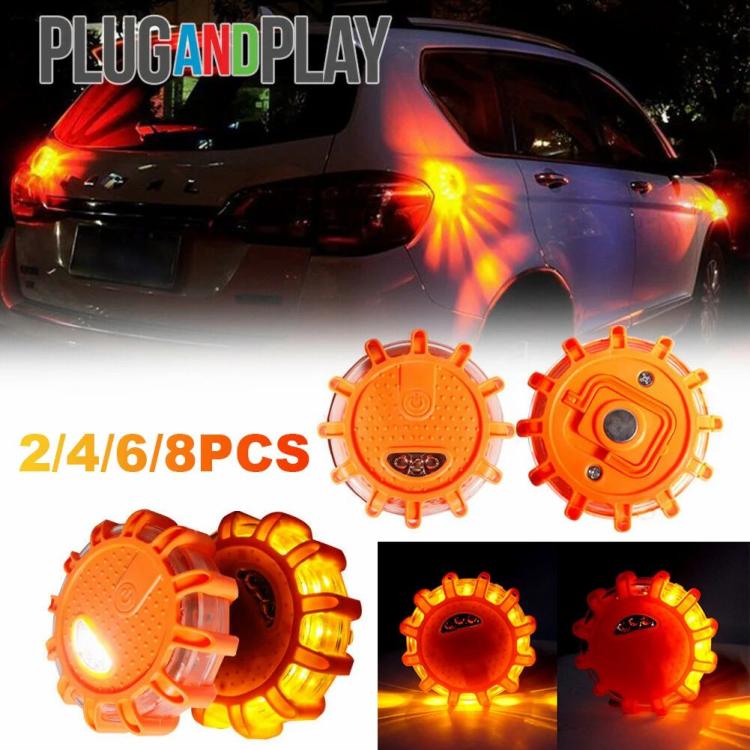 Emergency & Signal Lamp |   2/4/6/8Pcs LED Road Flares Emergency Disc Safety Light with Magnetic Base & Hook Car Lights Emergency & Signal Lamp